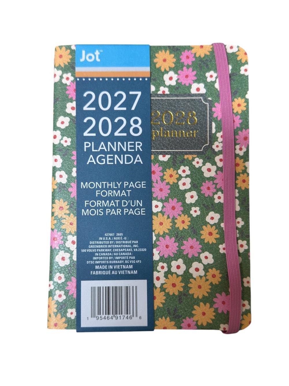 Floral Print 2027-2028 Monthly Reference Pocket Planner Calendar NWT